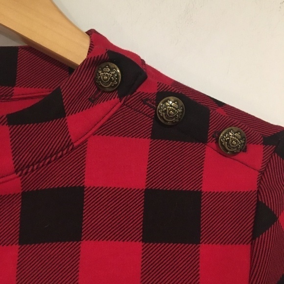 TALBOTS BUFFALO PLAID MOCK NECK KNIT COTTON SHIFT DRESS SZ MP - Picture 3 of 9